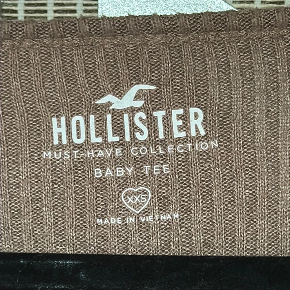 Hollister Women's Ribbed Button-Up Tops - Cream and Brown
